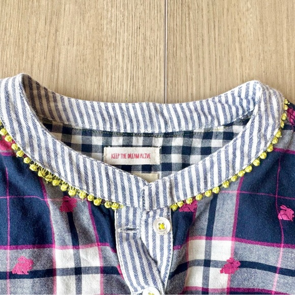 Hatley Girls Pink Blue Check Bunny Rabbit Cotton Dress  Size 8 EUC Easter - Picture 5 of 14